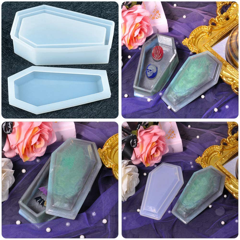 Halloween Zombie Coffin Shaped Silicone Resin Mold M-DESH-GC001