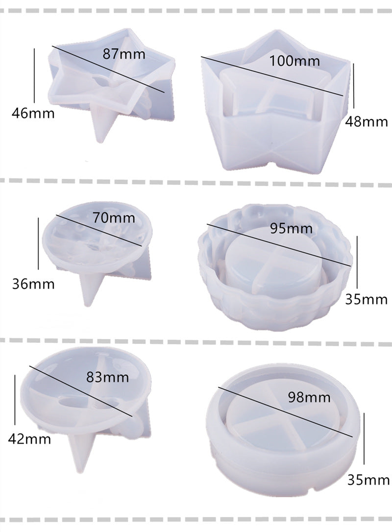 Pack of 3 Jewelry Storage Box With Small “Wings” Silicone Resin Mold