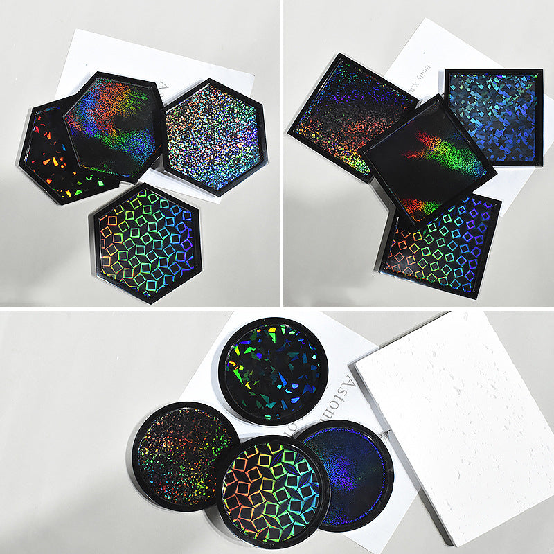 Pack of 4 Holographic Round Coaster Silicone Resin Mold