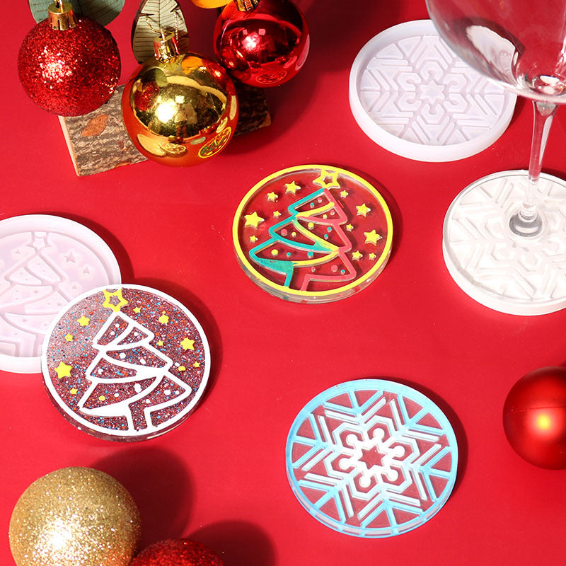 Pack of 2 Christmas Tray Coaster Silicone Resin Mold