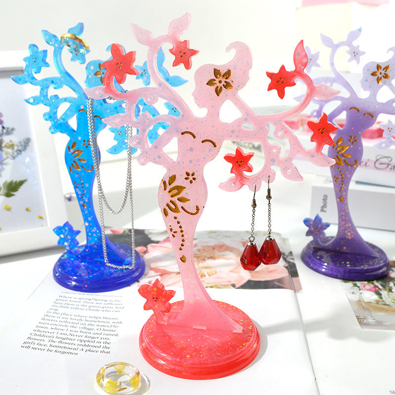 Graceful Girl Decoration Silicone Earring Necklace Shelf Resin Mold M-QZ-BLW002