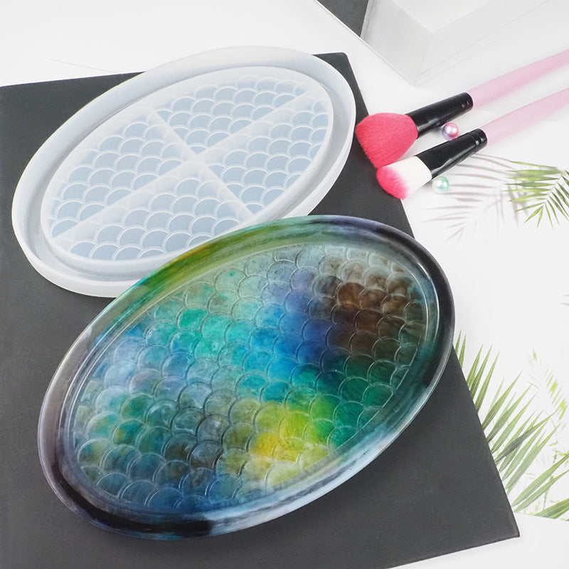 Fish Scale Oval Coaster Tray Resin Silicone Mold