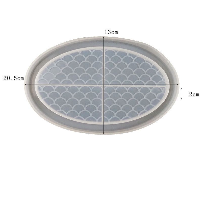 Fish Scale Oval Coaster Tray Resin Silicone Mold