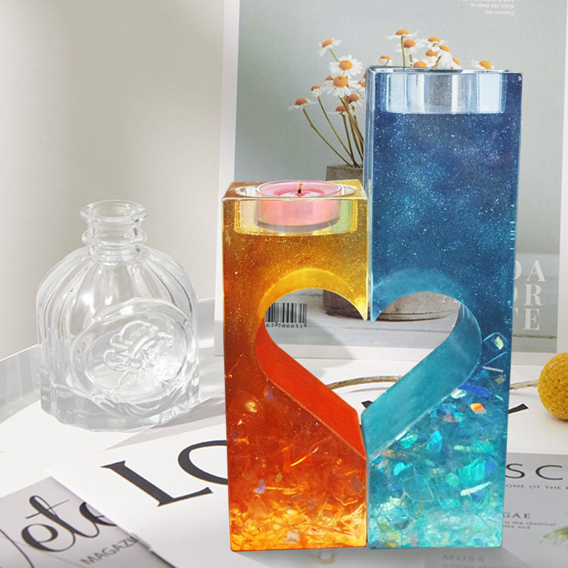 Hollow Heart Candle Holder Silicone Resin Mold M-JYGY-ZT001