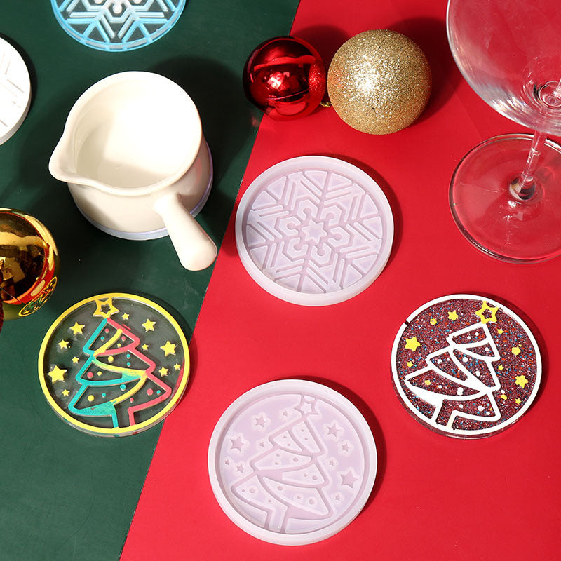 Pack of 2 Christmas Tray Coaster Silicone Resin Mold