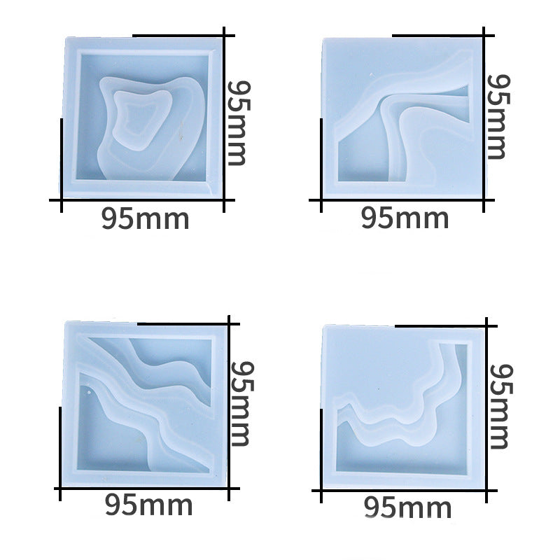 Pack of 4 DIY Square Casting Coaster Silicone Resin Mold M-DYYY-HDBD06