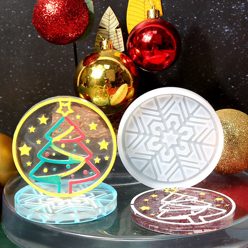 Pack of 2 Christmas Tray Coaster Silicone Resin Mold