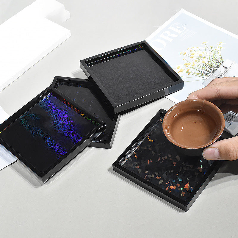 Pack of 4 Holographic Square Coaster Silicone Resin Mold