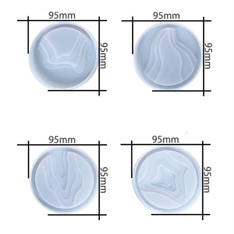 Pack of 4 DIY Round Casting Coaster Silicone Resin Mold M-DYYY-HDBD005