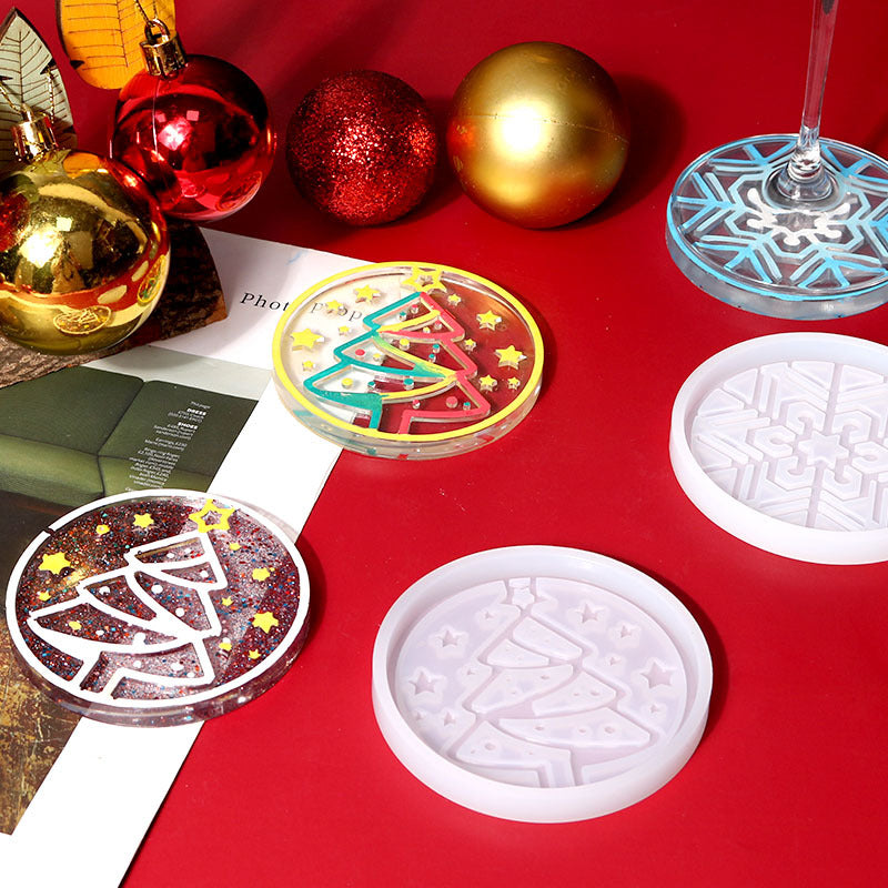 Pack of 2 Christmas Tray Coaster Silicone Resin Mold