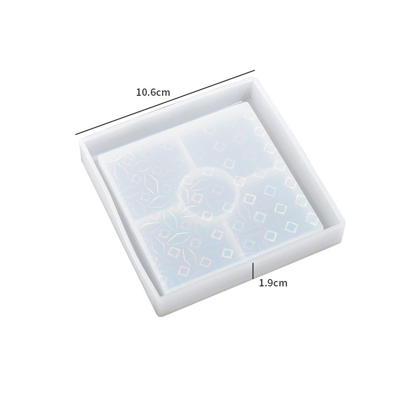 Pack of 4 Holographic Square Coaster Silicone Resin Mold