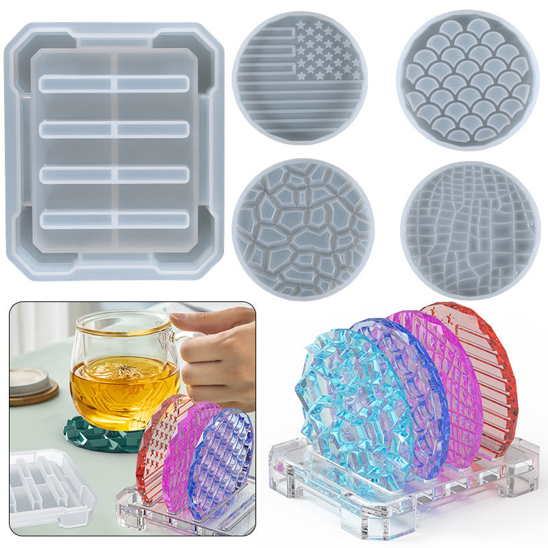 Pack of 5 DIY Round Casting Coaster Silicone Resin Mold