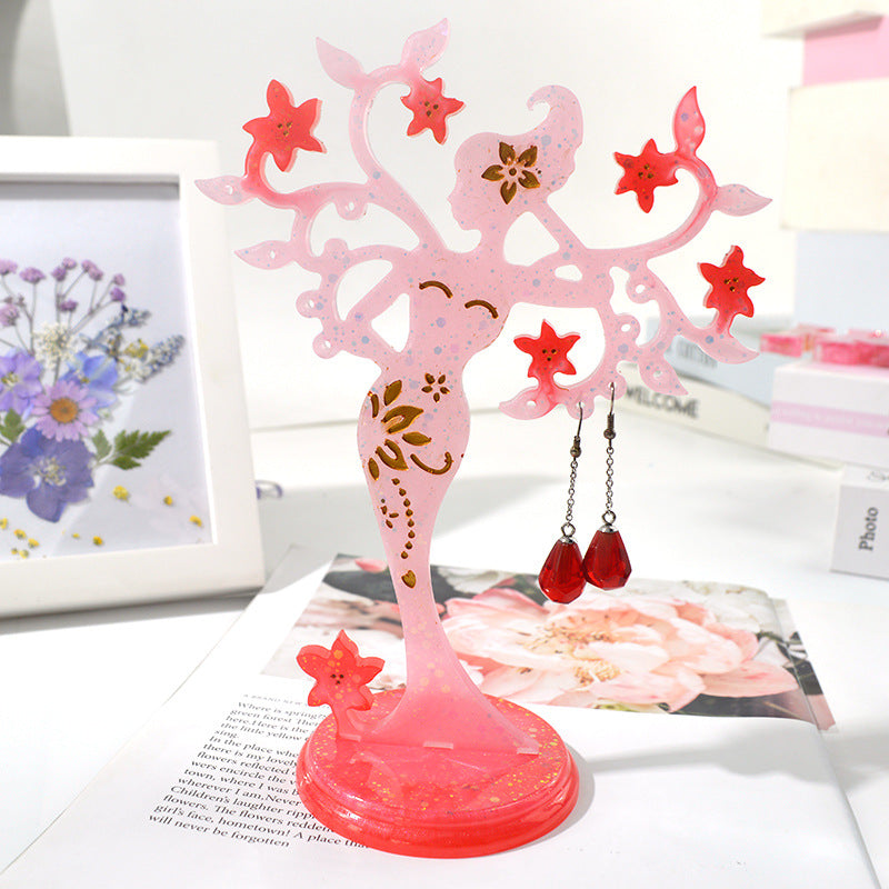 Graceful Girl Decoration Silicone Earring Necklace Shelf Resin Mold M-QZ-BLW002