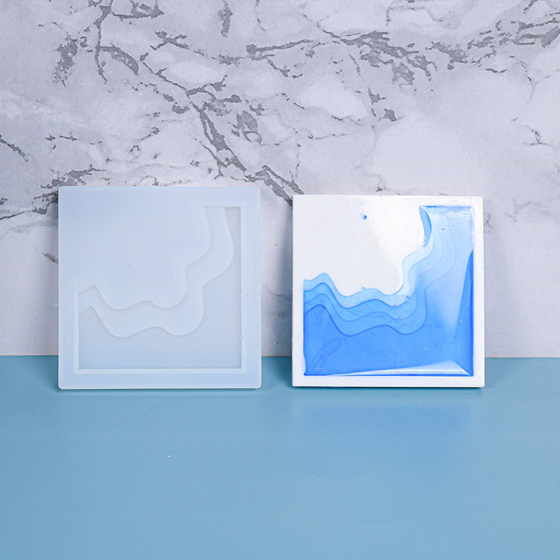 Pack of 4 DIY Square Casting Coaster Silicone Resin Mold M-DYYY-HDBD06