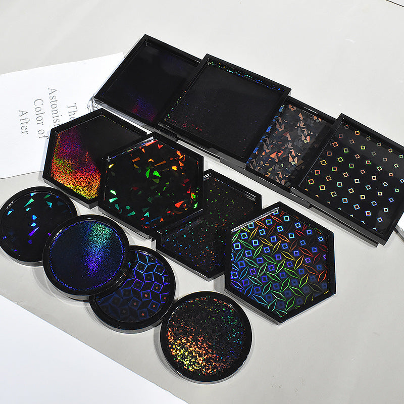 Pack of 4 Holographic Square Coaster Silicone Resin Mold
