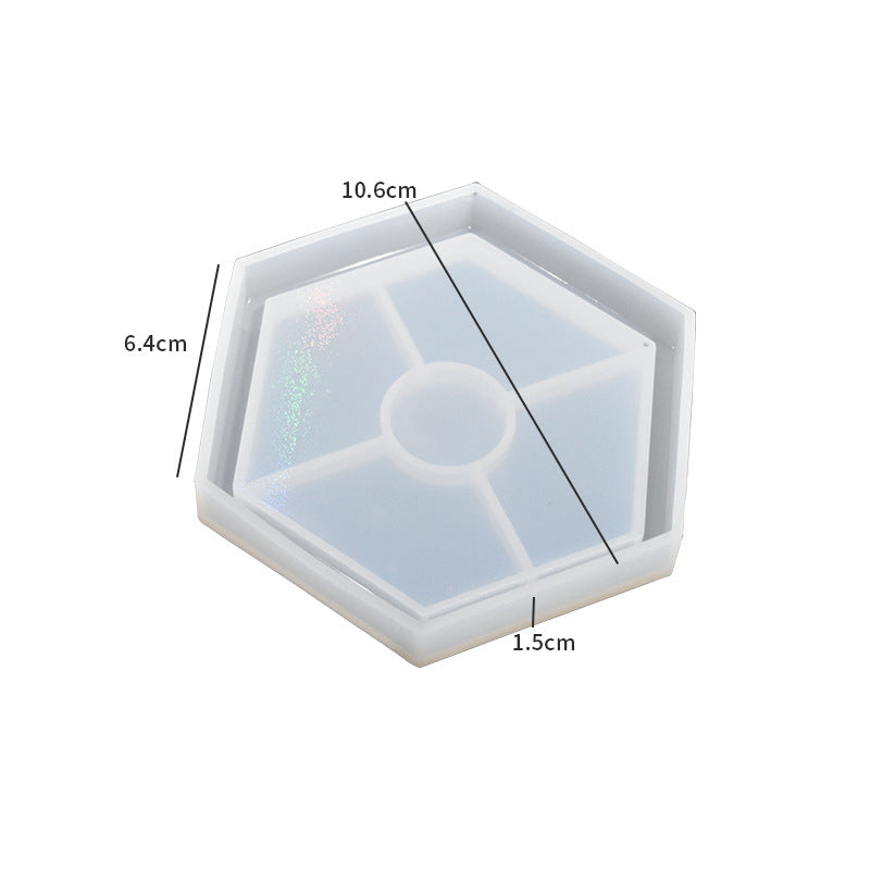 Pack of 4 Holographic Hexagonal Coaster Silicone Resin Mold