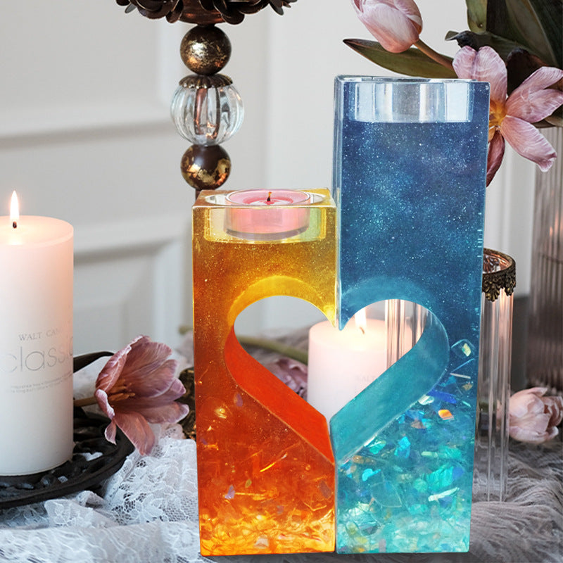 Hollow Heart Candle Holder Silicone Resin Mold M-JYGY-ZT001