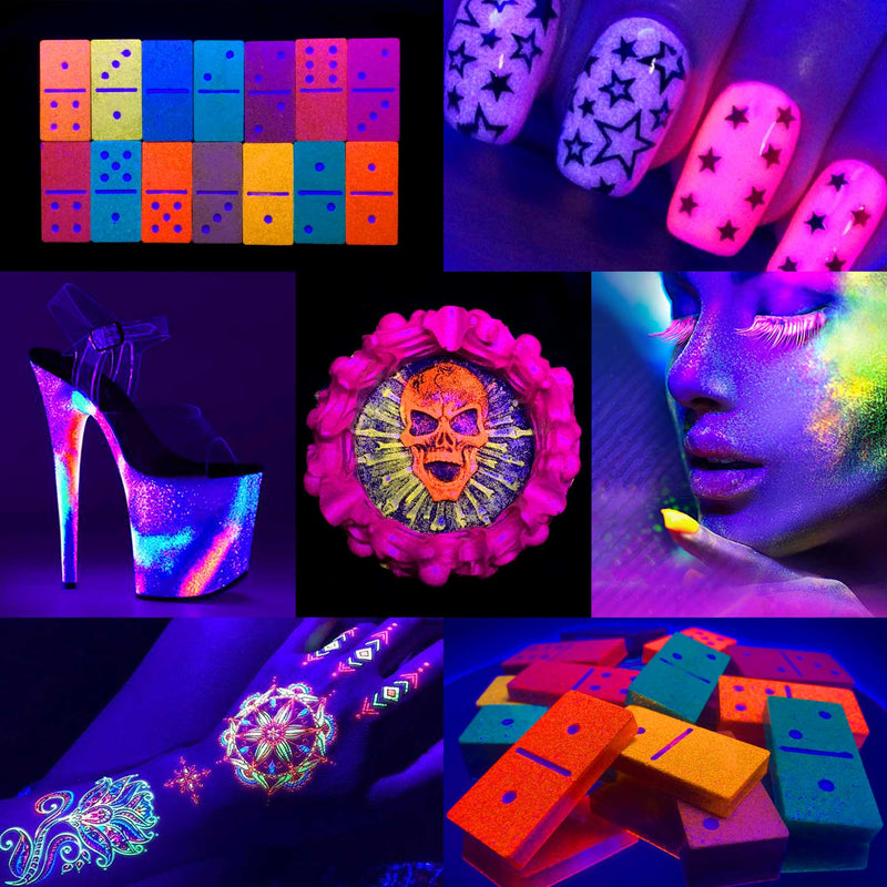 Lrisy 16 Colors Fluorescent Neon Punk Glitter Set/Kits