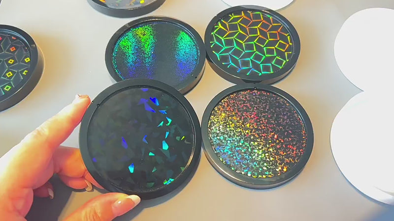 Pack of 4 Holographic Round Coaster Silicone Resin Mold