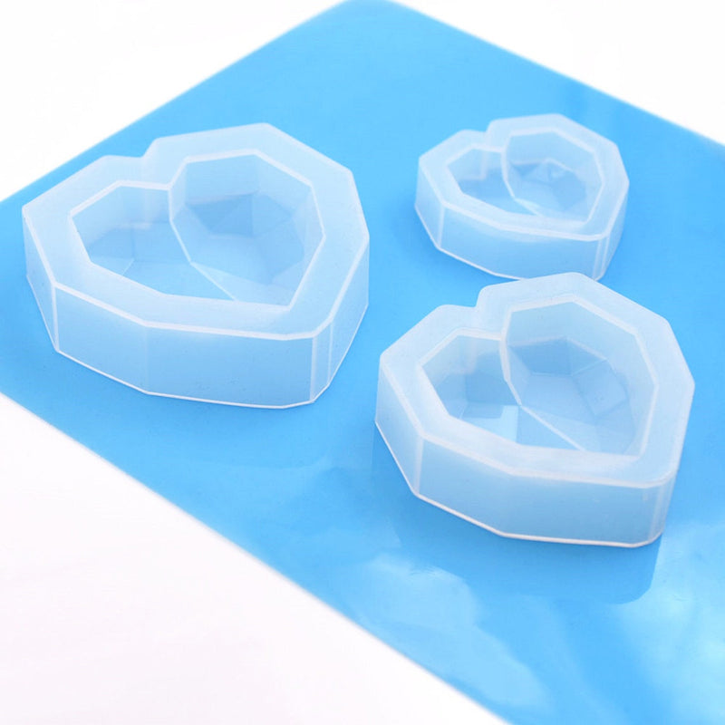 Faceted Heart Pack of 3 Silicone Resin Mold M-YMR-XXQM001