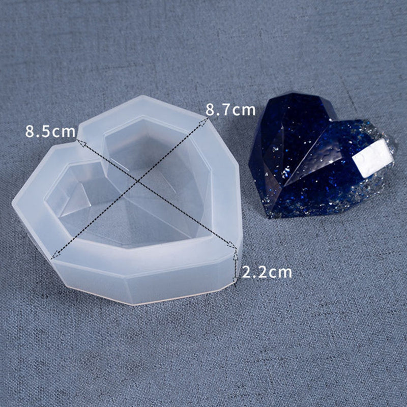 Faceted Heart Pack of 3 Silicone Resin Mold M-YMR-XXQM001