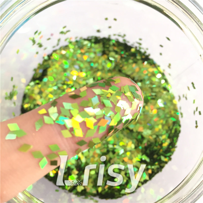 Holographic Green 2mm Rhombic Shaped Translucent Glitter LB0601